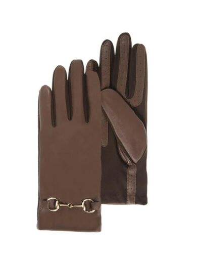 Isotoner Gants Femme Tactiles Cuir doublé Marron