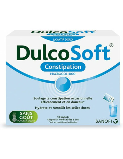 Soulage la constipation en douceur 10 Sachets de 10g Avec Macrogol 4000 Dulcosoft