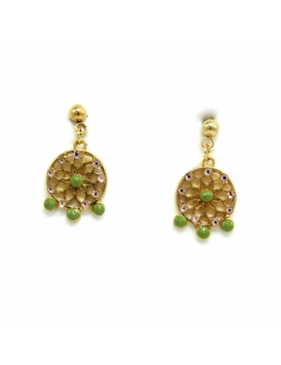 Boucles d'oreilles attrape-rêve cristal et résine – Salvia