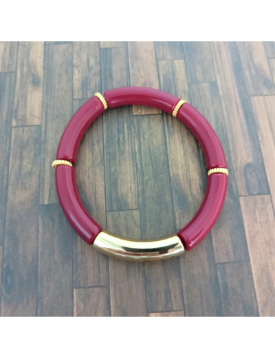 Bracelet tube bordeaux doré 32mm