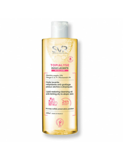 Huile lavante anti-irritation relipidante 24h anti-grattage 400ml Topialyse Svr