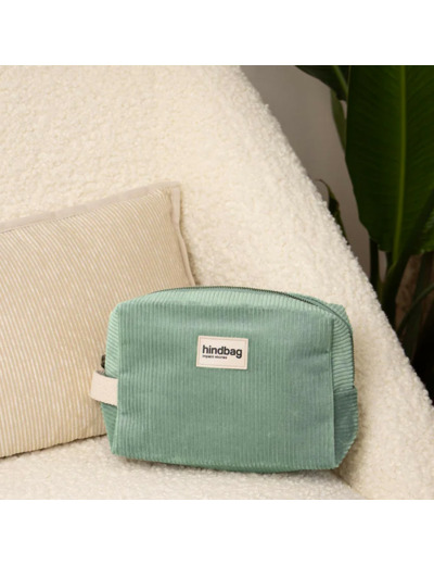Hindbag Leon Trousse Cosmétique Velours Vert D'eau
