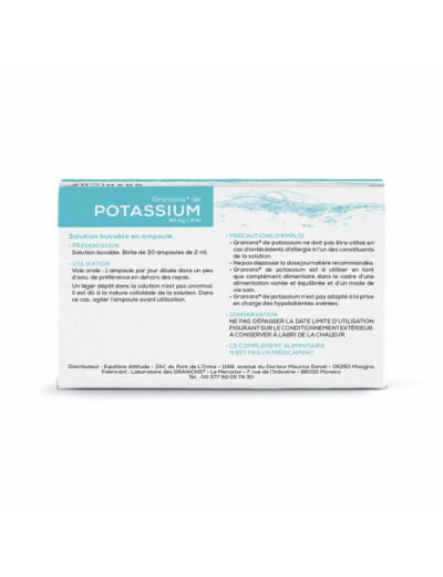 Potassium 30 Ampoules 60ml Granions