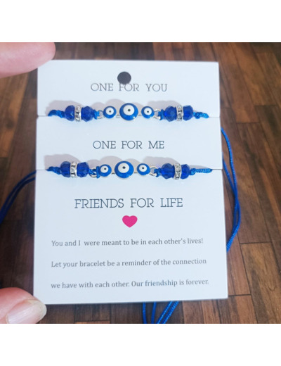 2 bracelets amis pour la vie œil porte-bonheur