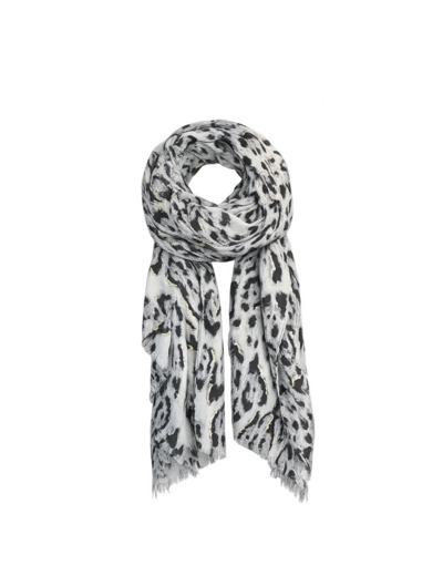 Farfouillette Léo Elégance Foulard Aux Motifs Léopards Gris Doré