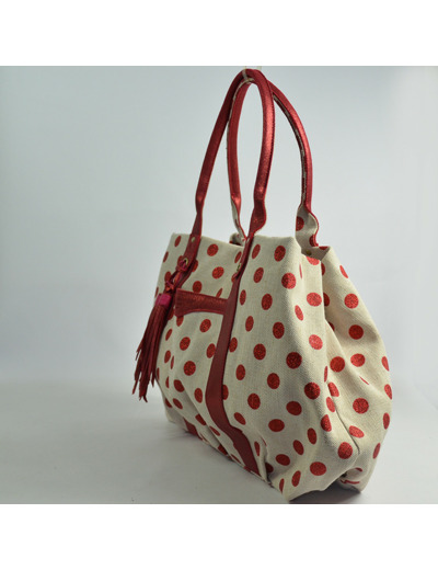 Mila Louise Colette DB Sac Shopping Toile Pois Rouge