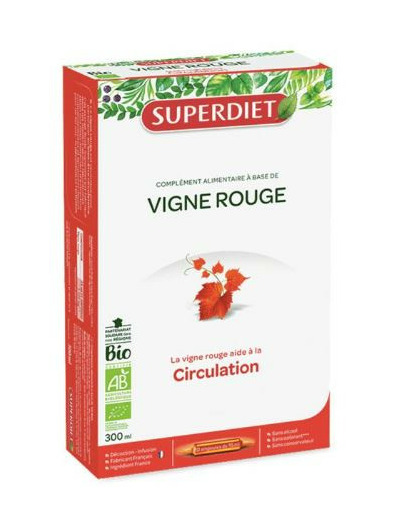 Vigne Rouge Bio Circulation 20 Ampoules Superdiet