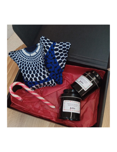 Coffret cadeau Chaufferettes et infusions - Motif bleu et blanc