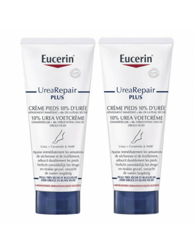 Creme Pieds 10% D'uree 2x100ml UreaRepair Plus Peaux sèches et rugueuses Eucerin