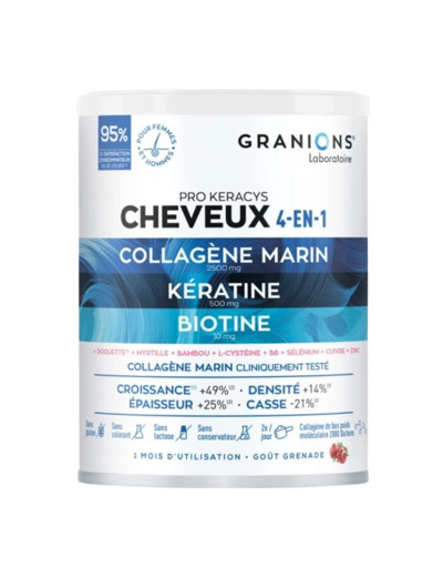 GRANIONS PRO KERACYS Collagène Cheveux 4 en 1 Poudre - 300g