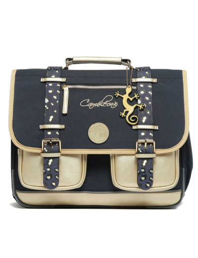 Caméléon Vintage Fantasy Girl Cartable 38cm Navy Gold Léopard