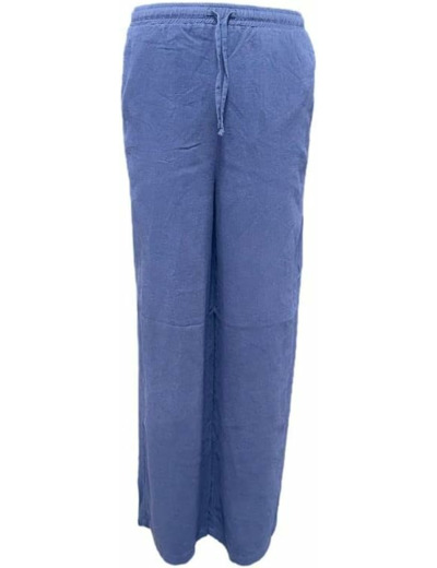 PANTS LINEN, BLUE, XL