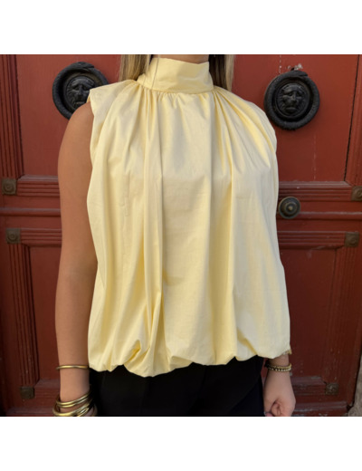 Blouse manche courte jaune Noeud