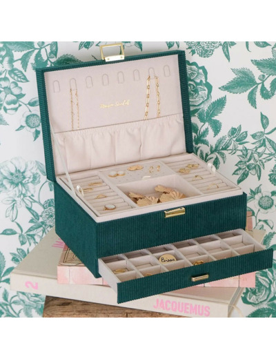 Maison Scarlett boîte à bijoux Denise Velours Côtelé Vert