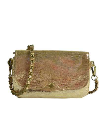 Mila Louise Odile RX Pochette Cuir Paillette Ambre