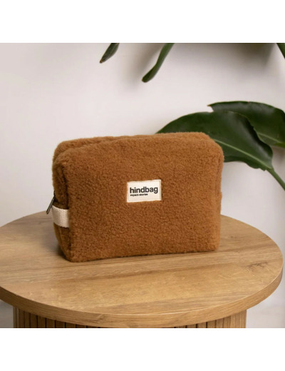 Hindbag Leon Trousse Cosmétique Fausse Fourrure Teddy Brun