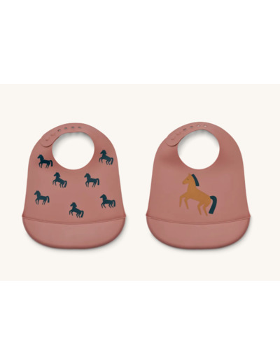 Lot de 2 bavoirs silicone cheval