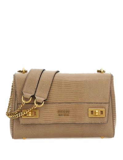 Guess Katey Sac Trotteur Imprimé Croco Dark Taupe