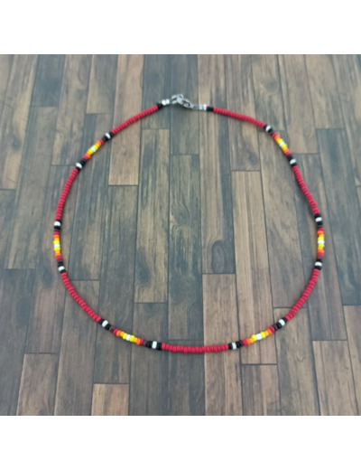 Collier enfant  2 - 4 ans en perles de rocaille rouge