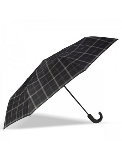 Isotoner Parapluie Homme Poignée Pliant Automatique X-TRA Solide Carreaux Noir