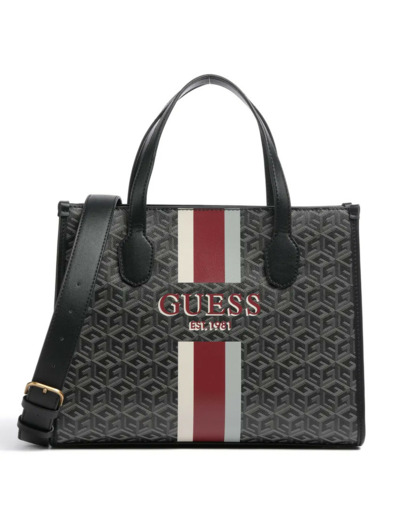 Guess Silvana Sac A Main Logo G Cube Charcoal Logo