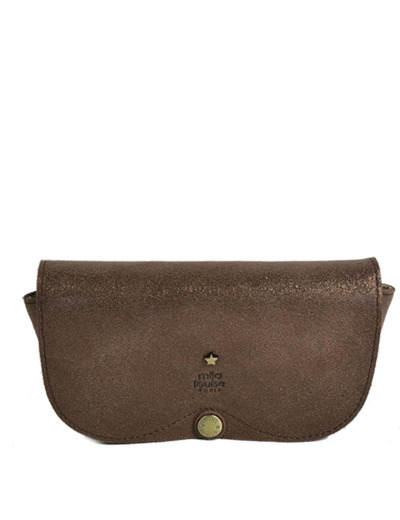 Mila Louise Etui a Lunettes Ossip X Cuir Pailleté Auburn