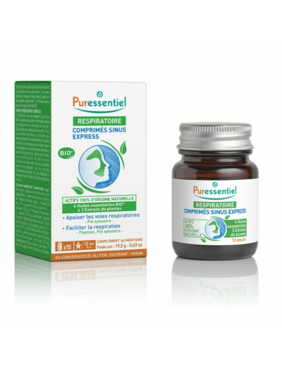 Sinus Express 15 Comprimés Respiratoire Aux Huiles Essentielles Bio Puressentiel