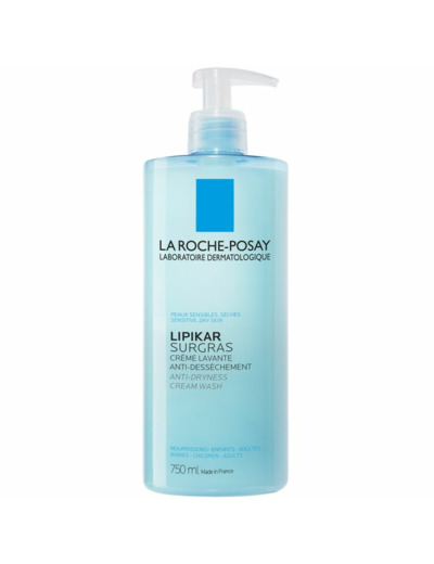 Creme lavante douche Surgras bebe a l'adulte 750ml Lipikar Peaux seches La Roche-Posay