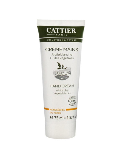 Creme Mains Seches Blanche Bio 75ml Argile Cattier