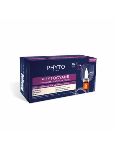 Traitement Anti Chute Progressive Femme 12 fioles x 5ml Phytocyane Phyto