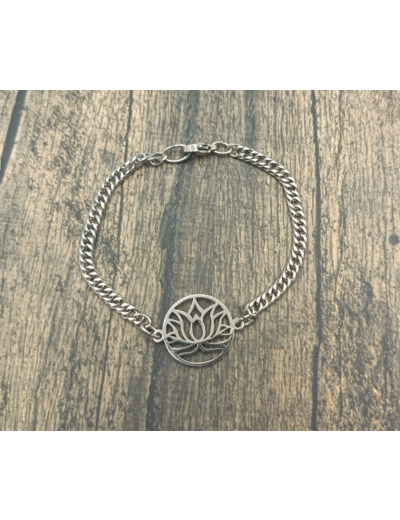 Bracelet- chaîne lotus en acier inox