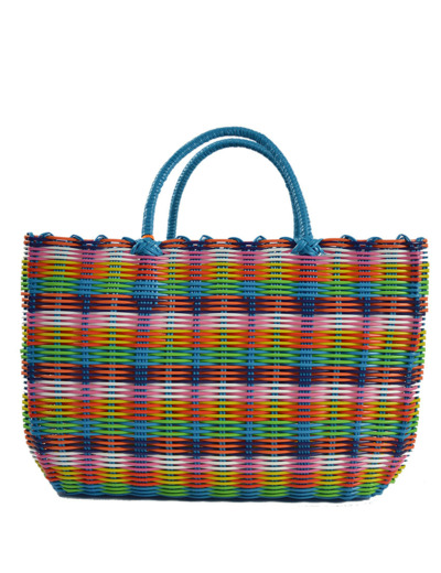 Le Voyage en Panier Scoubidou Large Cabas Bleu Azur