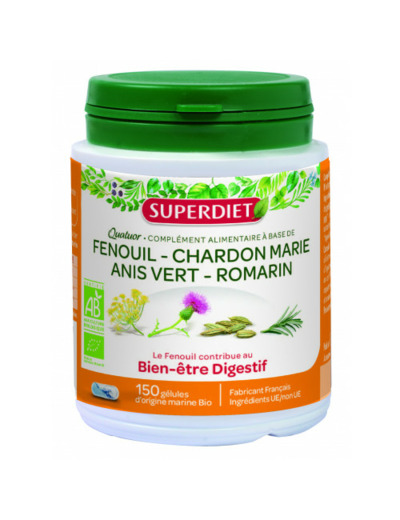 Quatuor Digestion Fenouil Bio 150 Gelules Superdiet