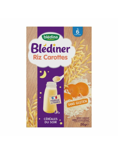 Blediner Cereales Riz Carottes 210g Des 6 mois Blédina