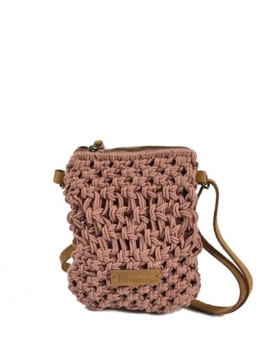 Biba Maldivas Pochette smartphone Macramé Rosa