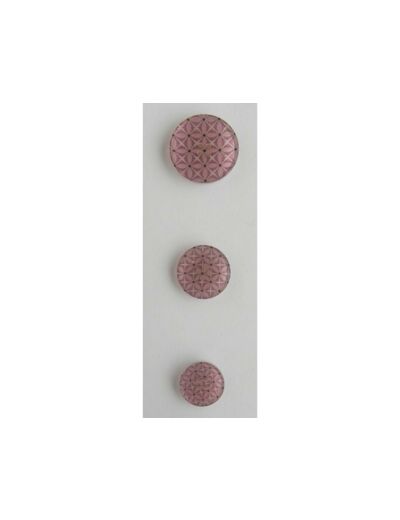 Bouton vieux rose mosaïque fleur 15, 18 et 22 mm