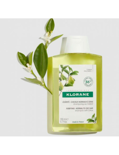 Shampoing Légèreté Assainissant 200ml Cedrat Cheveux normaux regraissant vite Klorane