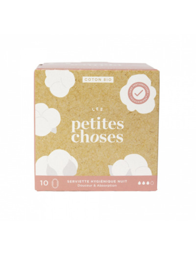 Serviettes Hygiéniques Nuit Coton Bio Boîte de 10 Les Petites Choses