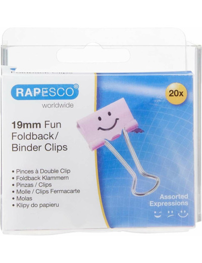 Pince double clip, (L)19 mm, rose, émoticône