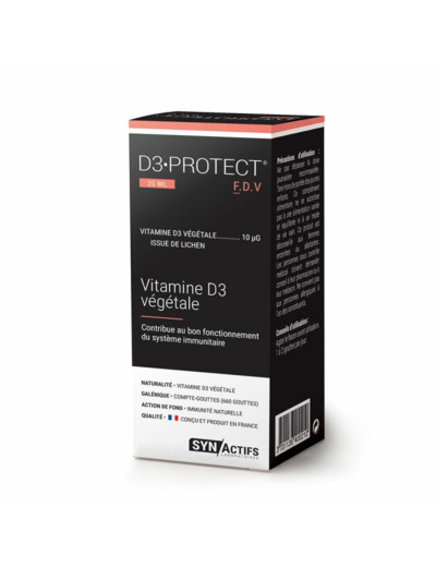 D3 Protect 20ml Vitamine D3 végétale Synactifs