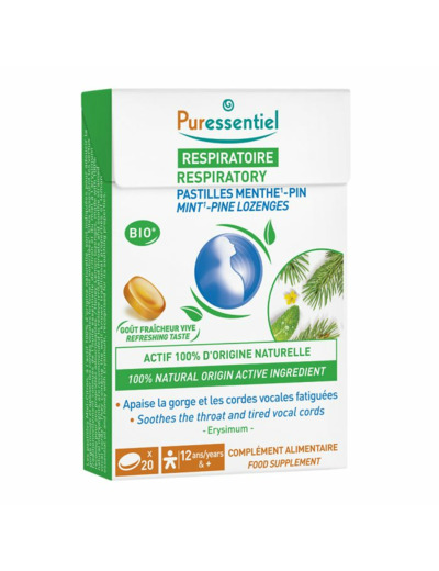 Pastilles Respiratoire Gorge x20 Respiratoire Menthe-Pin Puressentiel