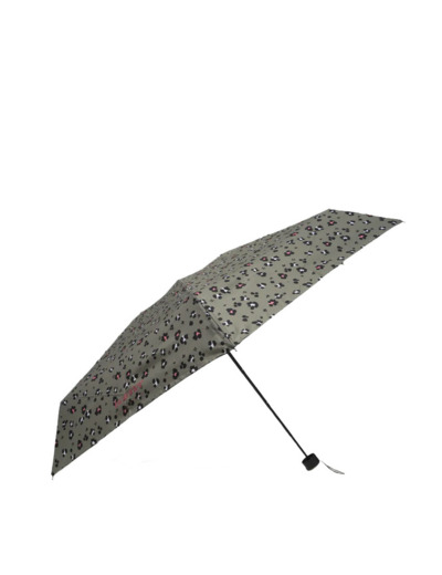 Isotoner Parapluie Mini Pliant Manuel Léopard Kaki