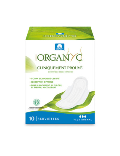 Serviettes 100% coton Bio Normal x10 Organyc