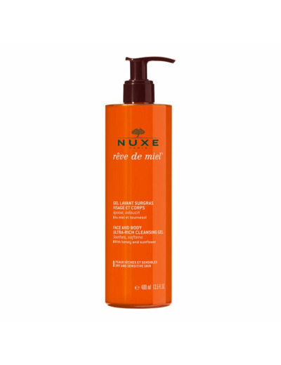 Gel Lavant Surgras Visage Et Corps Peaux Seches Et Sensibles 400ml Reve De Miel Nuxe