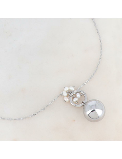 SAUTOIR AVEC BOLA DE GROSSESSE NACRE BLANCHE