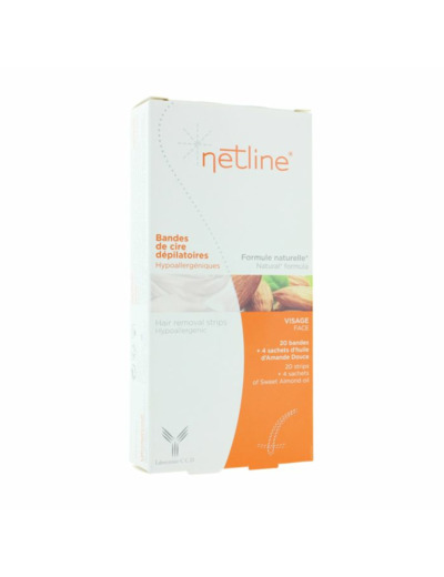 20 Bandes De Cire Depilatoire Visage + 4 Sachets D'huile D'amande Douce Netline
