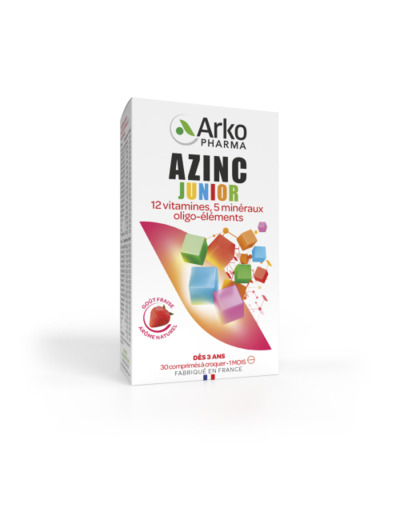 Vitamines C & E, Zinc 30 comprimés Azinc Junior Goût Fraise Arkopharma