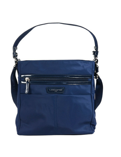 Lancaster Basic Verni Sac Porté Epaule et Travers 514-60 Bleu Foncé