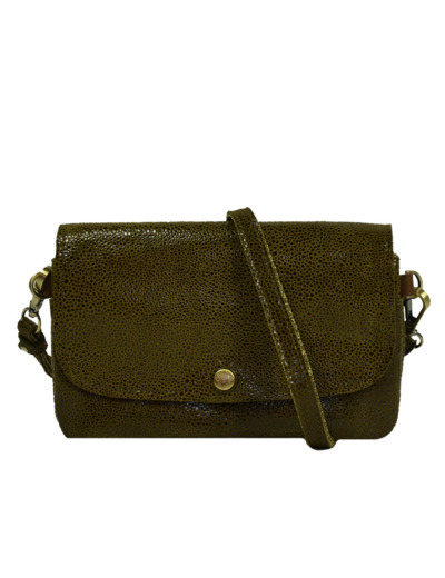 Mila Louise Odile BB Pochette Cuir Résille Kiwi