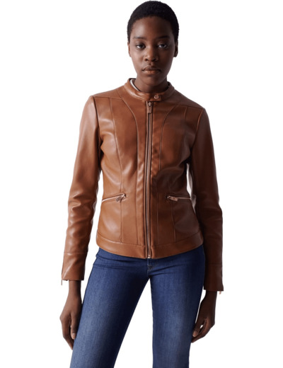 BASIC FAUX LEATHER JACKET